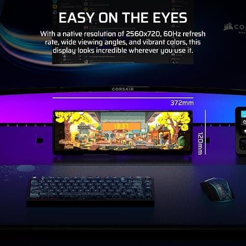 Corsair XENEON Edge 14.5" 2K Portable LCD HDMI USB C Touchscreen – Smoke | 2560 x 720, 60Hz, AHVA, USB C DP Alt Mode, Internal and External Mounting, 5-Point Multi-Touch, iCUE, for Windows PC thumbnail 5