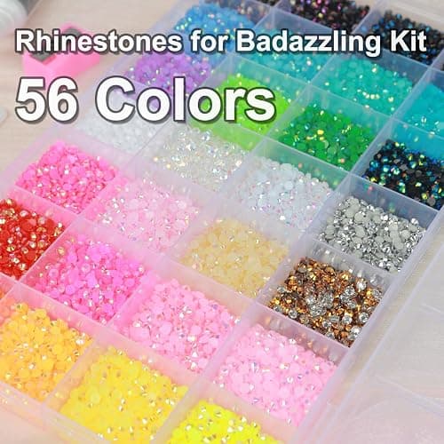 56 Colors Rhinestones for Bedazzling, 2 Boxes 3mm Multicolor Resin Jelly Flatback Gems with 3 Pcs B7000 Jewelry Glue & Tools, Bedazzler Kit for DIY Crafts Book Clothes Makeup Shoes Gifts Decor thumbnail 4