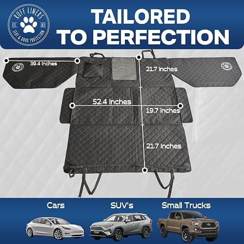 Ruff Liners Medium Dog Seat Cover, Black – As Seen on Shark Tank – Back Seat Protector for Cars, Mid-Size SUVs, & Mid-Size Trucks – Waterproof, Touch Fasteners, & Belt Slots – Sturdy Dog Hammock thumbnail 6