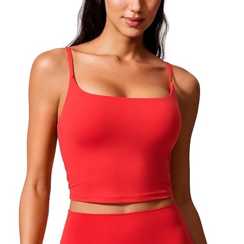 CRZ YOGA Butterlift Scoop Neck Crop Tank Tops for Women - Longline U Back Adjustable Straps Workout Sports Bras - Image 1