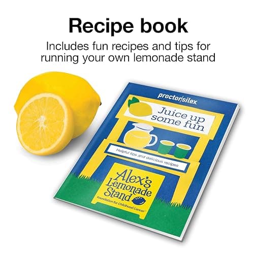 Proctor Silex Alex's Lemonade Stand Electric Citrus Juicer Machine, Large 34 oz. Pitcher, Pressure Activated, for Lemons, Limes and Oranges, 34 oz, Includes 2 Reamers & Recipe Book, Yellow (66341) thumbnail 9