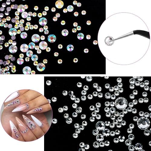 Canvalite 3348PCS Rhinestones Crystal AB Rhinestones for Nail with 5Pcs 3ml B7000 Jewelry Glue and Pick Up Tweezers and Nail Rhinestone Picker, Nail Art Tools,Stocking Stuffers Gifts for Women thumbnail 5