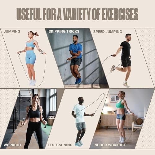 SPORTBIT Adjustable Jump Rope for Fitness and Exercise | Fitness and Exercise, Cardio, Boxing, and Weight Loss, Speed Rope, Men & Women thumbnail 8