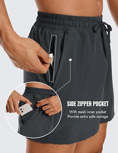 CRZ YOGA Linerless Workout Shorts 5'' | Lightweight, Quick Dry, Running, Pockets, for Men thumbnail 6