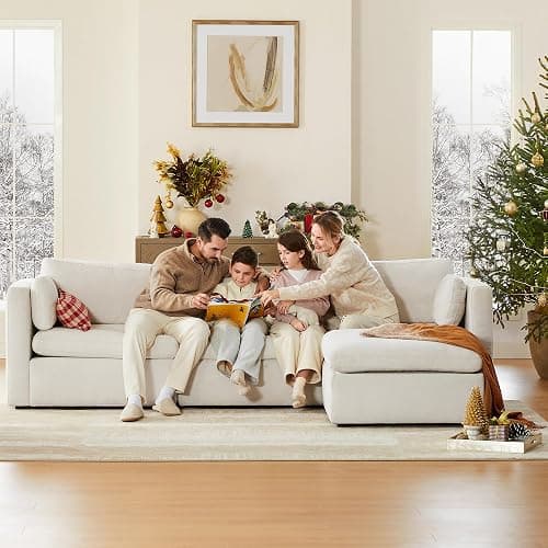 CHITA Oversized Modular Sectional Sofa, FSC Certified L Shaped Sectional Couches for Living Room, 112 inch Width,4 Seat Modular Sofa with Storage Ottoman, Linen - L Shape Sofa - Linen thumbnail 5