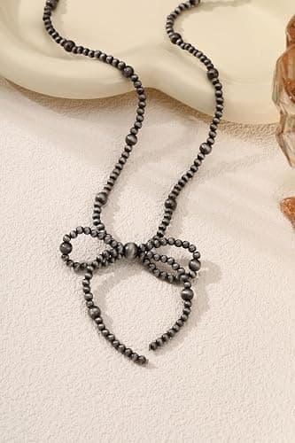 Navajo Pearl Necklace Western Jewelry for Women Turquoise Heart Bar Pendant Necklace Layered Boho Beaded Choker Necklace for Women thumbnail 7