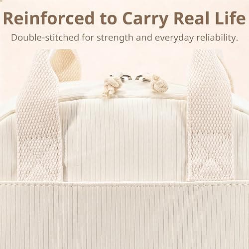LOVELYWIND Lunch Box for Women, Insulated Lunch Bag, White Textured Tote | Minimalist White Textured Design, Elegant Lunch Tote Style for Women, Perfect for Office Work, Daily Meals & Everyday Use thumbnail 6
