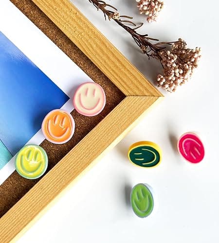 24 Smiley Face Decorative Push Pins, Cute Bulletin Board Push Pins, Thumbtacks for Cork Boards, Office Organization, or Home Décor (24-Colourful) thumbnail 7