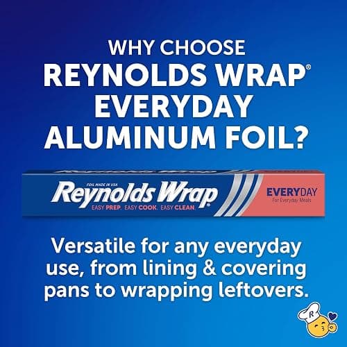 Reynolds Wrap Everyday Strength Aluminum Foil Roll, Freezer and Grill Safe, Great for Foil Packets and Home Cooking, 12 Inches Wide, 200 Total Sq. Ft. thumbnail 8