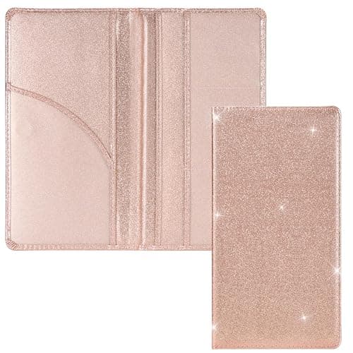Car Registration and Insurance Holder, Glove Box Organizer，Bling Rose Gold | Car Accessories Cacturism Organizer Women Car Accessories with Magnetic Shut for Cards, Essential Document, Driver License thumbnail 9
