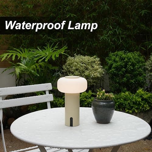 WEILAILUX Shower Lamp Waterproof, Outdoor Cordless Table Lamp Rechargeable, Portable Battery Operated Lamp, Touch Dimmable Night Light for Bedroom/Patio/Dinning/Camping (Khaki) thumbnail 3