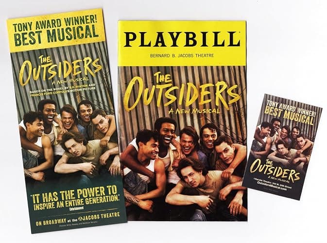 Brody Grant "THE OUTSIDERS" Brent Comer/Jason Schmidt/Sky Lakota-Lynch/Emma Pittman/January 2025 Broadway Musical Playbill with (2) Two Advertising Flyers - Image 1