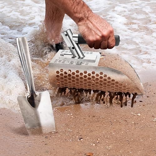 GADFISH Sand Scoop for Metal Detecting, Metal Detector Scoop, Stainless Steel Sand Sifter Shovel, Fast Sifter Shovel for Underwater Treasure Hunting (Stainless Steel) thumbnail 7
