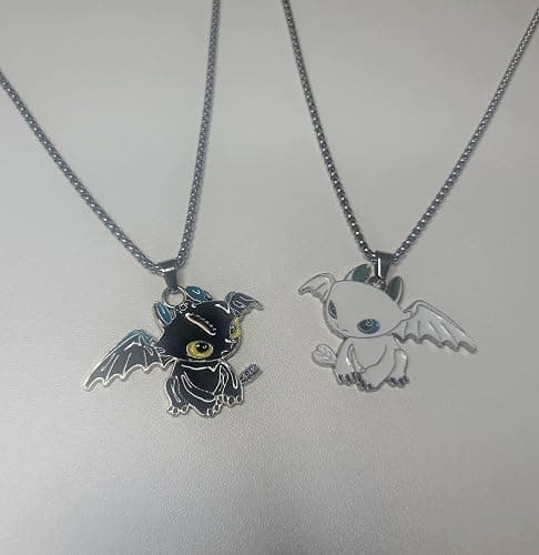 Setoftwo Dragon Matching Necklaces for Couples Lovers Boyfriend Girlfriend Gift Goth Emo Black White Cute Jewelry thumbnail 3