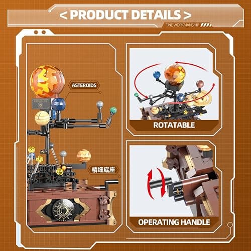 APENGBAOL Solar System Mini Building Sets with Light,Rotatable Space Exploration Building Toys, Educational Toy Gifts for Boys Girls(697PCS) thumbnail 4