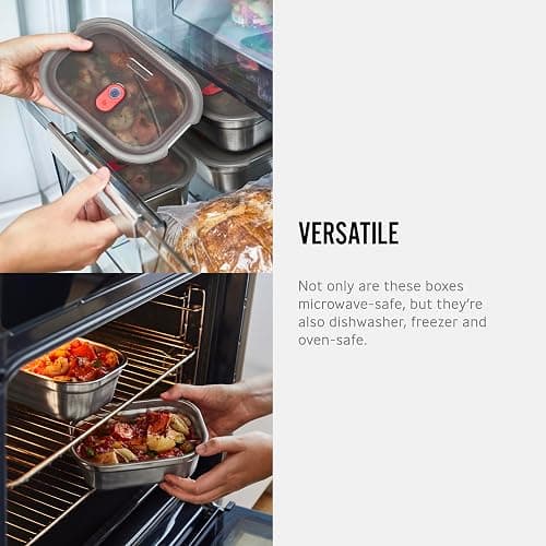 BLACK + BLUM Lunch Bowl Set - Reusable Meal Prep Containers for Picnic & Camping - Microwavable Stainless Steel Lunch Dinner Food Storage Box with Leak Proof Lid - Dishwasher Oven Safe - Small 22oz thumbnail 4