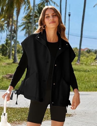 TAQCUX Sherpa Jacket for Women Casual Fleece Vest Oversized Sleeveless Outwear Warm Button Down Gilet with Pockets thumbnail 7