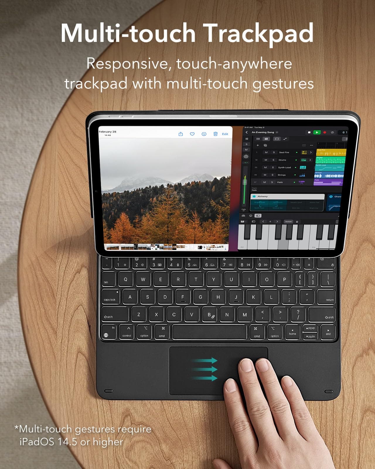 ESR iPad 11th(A16, 2025)/10th Gen Case with Keyboard, Magic Keyboard for iPad 10.9", Case with Floating Cantilever Stand, Springy Backlit Keys, Multi-Touch Trackpad, Rebound Series, Black thumbnail 5