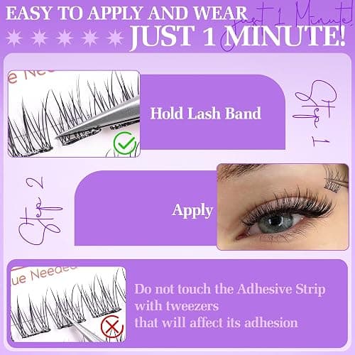 Natural Self Adhesive Clusters Lashes No Glue Self Adhesive Wispy Cluster Eyelashes Extensions Pre-glued Lashes Cluster Reusable C-Curly Individual Lash 9-12mm Press on Lash by zenotti thumbnail 4