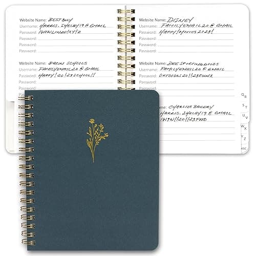 Beautiful Password Book with Alphabetical Tabs - Perfect Pocket Size Password Keeper for Seniors - Blue