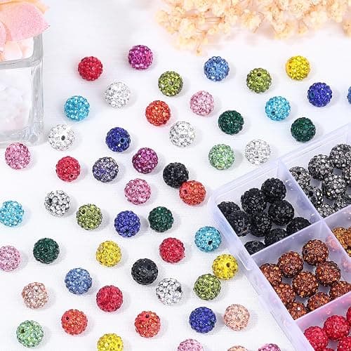 240pcs 24 Colors Rhinestone Beads for Crafts, Sparkle Round Crystal Disco Ball Clay Rhinestone Beads for DIY Jewelry Making Bracelet, Necklace, Earring and Christmas Decoration (10mm) thumbnail 5