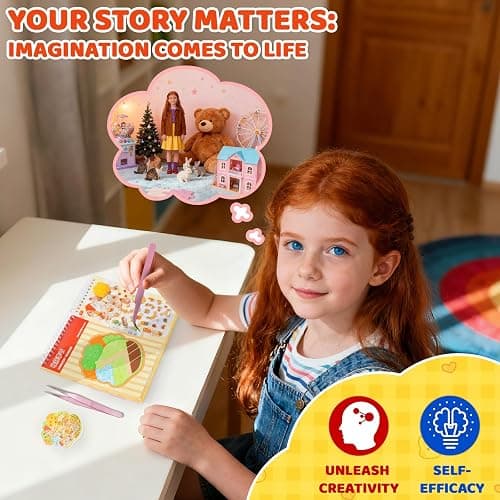 QEF 10 Sets Upgraded 3D Sticker Scene Book, Side-by-Side Cute Kawaii Stickers with 2 Tweezers, DIY Miniature Scene Sticker Book for Kids and Adults, Creative Stress Relief Activity Gift thumbnail 7