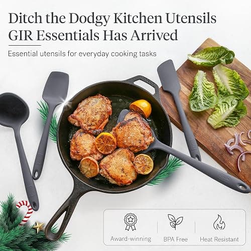 GIR: Get It Right 5 Piece Silicone Essentials Kitchen Utensils Set - Ladle, Spatula, Flip, Spoon & Spoonula - Non-Toxic Cooking Utensils for Nonstick Cookware, Cooking and Baking - Charcoal thumbnail 2