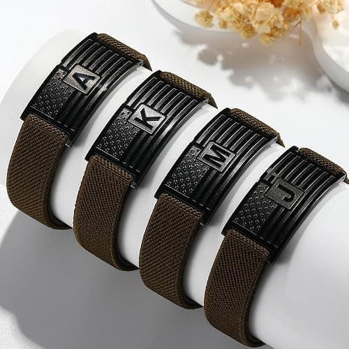 GLITTO Initial Bracelet for Men Boys, Green American Flag Wrist Bracelets Military Jewelry Valentines Christmas Gifts Kids Boy Teen Teenage Him Boyfriend Presents Stocking Stuffers Letter A thumbnail 4