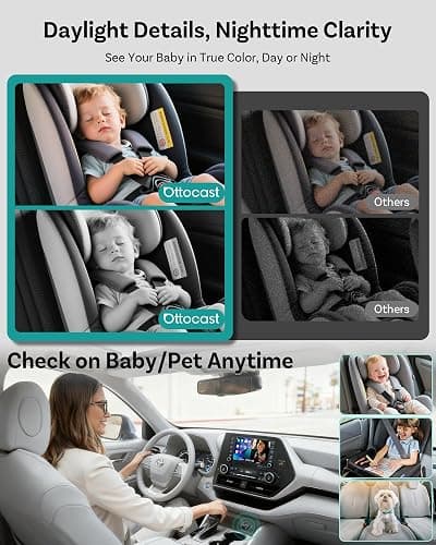 OTTOCAST Cabin Care Baby Camera for Car, 1080P Baby Car Camera with HD Night Vision, Wireless CarPlay Adapter, 150° Wide Angle, Real-Time Rear Seat Monitor thumbnail 6