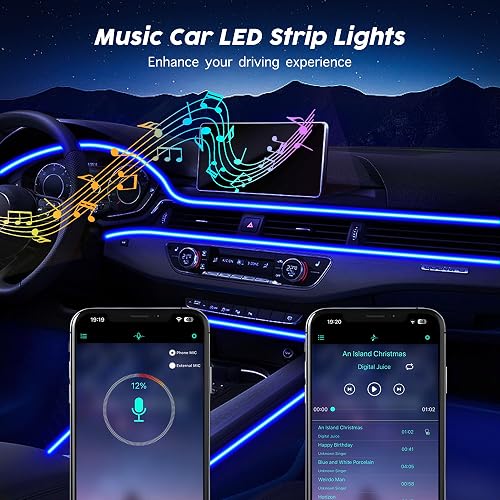 USB Car LED Lights, Interior Car Lights Strip with APP and RF Remote Control, 2 in 1 Ambient Lighting with 157 inches Fiber Optic Music Sync Simple Installation EL Wire Lights (2 in 1/157 inches) thumbnail 6