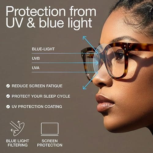 miyya Blue Light Glasses for Women - Oversized UV & Blue Light Blocker Chunky Frames, Stylish Eyewear Access thumbnail 3