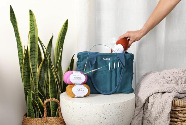 Soolla Studio Bag: Craft Organizer & Pottery Tool Bag, Washable Art Supply Tote, Knitting Yarn, Crochet Projects, 30 Pockets, 20+ Canvas Colors, Artist Gift for Adults (Flirty Flamingo) thumbnail 4