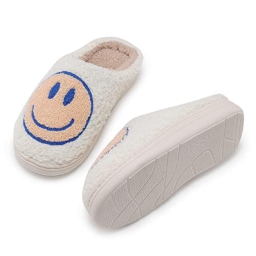 V-CEN Smile Face Kids Happy Face Soft Plush Warm Slipper Anti-Slip Winter Fluffy House Shoes Soft Memory Foam Comfort Cotton Slippers Indoor and Outdoor thumbnail 6