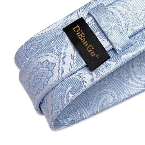 DiBanGu Silk Floral Ties for Men Woven Paisley Necktie and Tie Clip Handkerchief Cufflinks Set for Party Wedding thumbnail 6