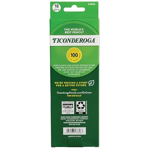 Ticonderoga Wood-Cased Pencils, Pre-Sharpened, #2 HB Soft, Yellow, 18 Count thumbnail 3