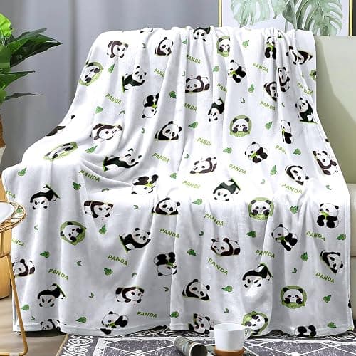 Panda Blanket Super Soft Cozy Blankets White Pandas Stuff Pandabear Gifts for Girls Kids Teens Adults Flannel Fleece Blanket Lightweight Cute Panda Accessories (White Panda, 50"x60") - Image 1
