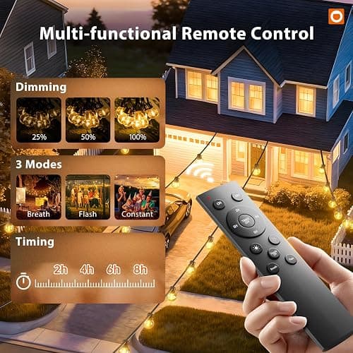 addlon 100FT Outdoor String Lights G40 with Remote, 54 LED Shatterproof Bulbs, Dimmable Patio Globe Lights Waterproof, Hanging Outside Lighting for Backyard, Garden, Deck, Balcony, Porch, Café, Decor thumbnail 2