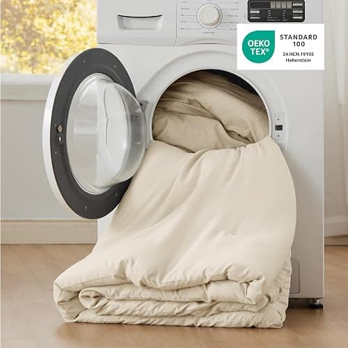 Bedsure Queen Size Comforter Set, Cream Soft Prewashed Bedding for All Seasons, 3 Pieces GentleSoft™ Warm Down Alternative Bed Set, 1 Lightweight Comforter (90"x90") and 2 Pillowcases (20"x26") thumbnail 5