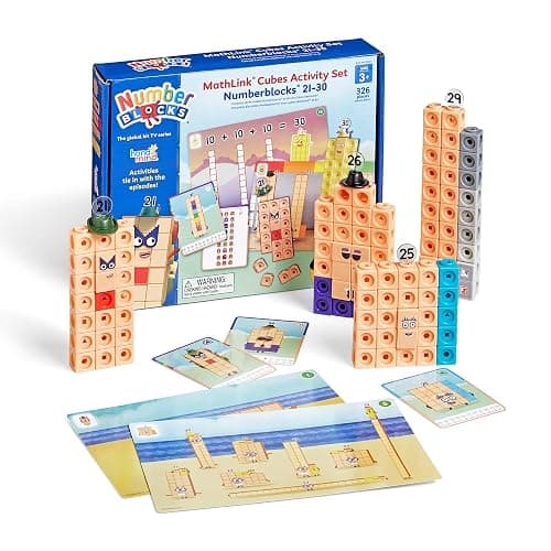 hand2mind MathLink Cubes Numberblocks 21-30 Activity Set, 20 Preschool Learning Activities, Counting Blocks, Linking Cubes, Educational Toys for Kids, Number Games, Math Manipulatives Kindergarten - Image 1