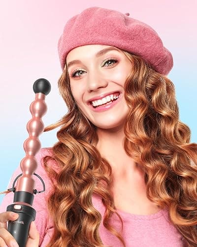 Wavytalk 5 in 1 Curling Wand Set, Curling Iron Set with Thermal Brush and 4 Interchangeable Anti-Frizz Ceramic Barrels (0.5”-1.25”), Dual Voltage Hair Curler with Less Heat Damage, Instant Heat Up, Rose Gold thumbnail 6