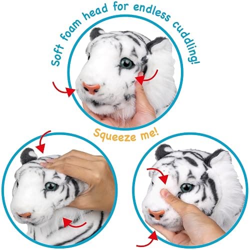 TigerHart Saphed The White Tiger - Squeeze Me! - 17 Inch Stuffed Animal Plush thumbnail 2