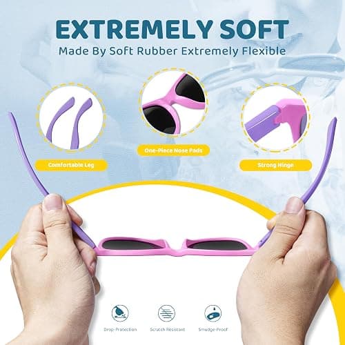 RIVBOS Kids Sunglasses Polarized UV Protection Flexible Rubber Glasses Shades with Strap for Boys Girls RBK004 thumbnail 4