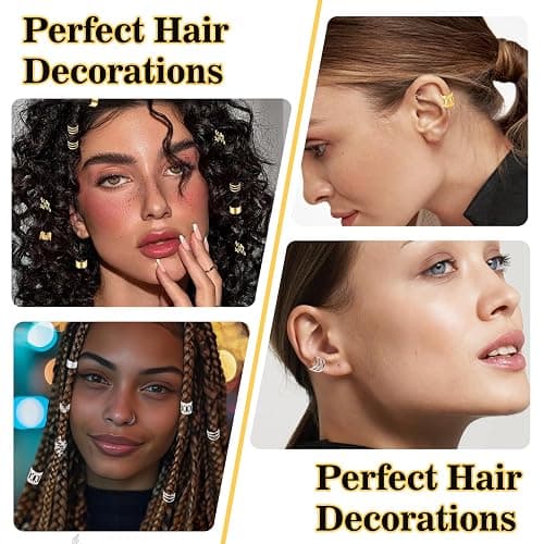 70 Pcs Hair Jewelry For Braids,Gold Hair Cuffs Dreadlock Accessories,Adjustable Hair Rings Braid Decorations For Women (gold) thumbnail 4