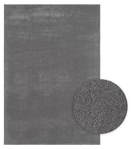 the carpet Relax kuscheliger Kurzflor Teppich, Anti-Rutsch Unterseite, Waschbar bis 30 Grad, Super Soft, Felloptik, Anthrazit, 120 x 160 cm thumbnail 3