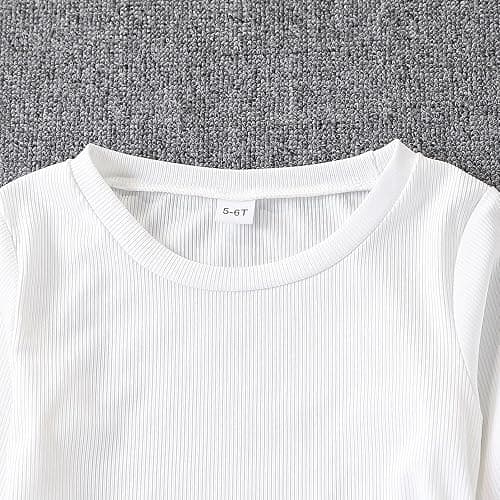 Azmxynol Girls Clothes 2 Piece Outfit Ribbed T-Shirt Top + Cargo Pants, Girls Fall Clothing Set, Sizes 5-16 Years thumbnail 6