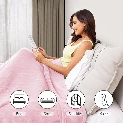 Electric Heated Blanket 72"x84" Full Size, Soft Coral Fleece with 4 Heating Levels and 10 Hours Auto-Off, Machine Washable, Cozy Plush Fabric for Home, Pale Pink thumbnail 5