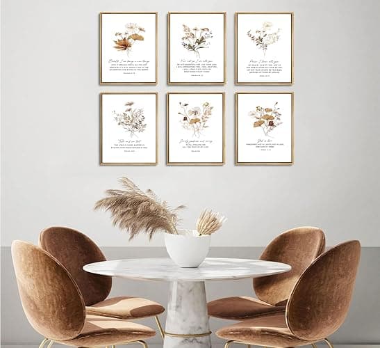 6Pcs Bible Verses Floral Wall Art Christian Wildflower Poster Prints Scripture Flower Canvas Pictures Neutral Botanical Painting Aesthetics Farmhouse Wall Decor for Bedroom living room 8x10in Unframed thumbnail 7