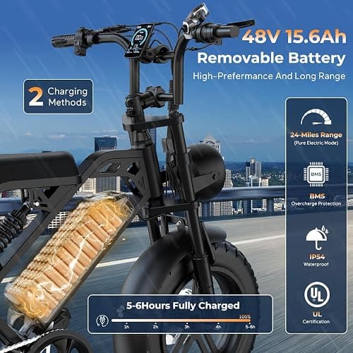 Tamobyke T16 Electric Bike for Teens & Childs, 1000W Motor 48V15.6Ah Removable Battery, 30MPH Off-Road Electric Bicycle,16"Fat Tire Ebike for Kids, 7-Speed,Dual Hydraulic Brakes, Fits Riders 4'5"-5'4" thumbnail 5