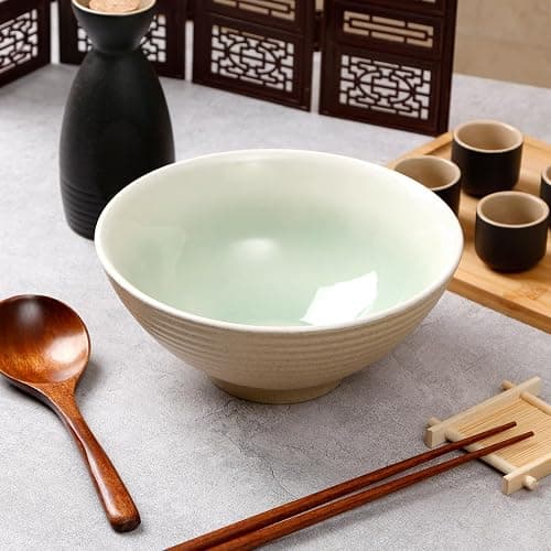 NUTRIUPS 1200ml Ceramic Ramen Bowl Set of 2 Noodle Bowls with Chopsticks and Spoons(Teal) thumbnail 6