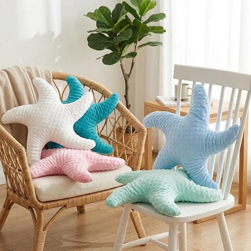 XIAIJIA Starfish Pillow,Coastal Beach Throw Pillows, Blue, 19.68 Inch | Decorative pillows, nautical pillows, starfish pillows, beach pillows, beach themed room decor for bed, bedroom, sofa, couch thumbnail 3